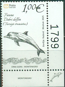 Черногория, 2025, Дельфин, 1 марка с полем